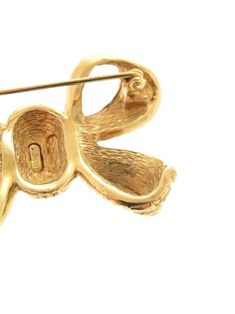 Dior Ribbon Metal Line Stone Gold Brooch - Picture 5 of 10